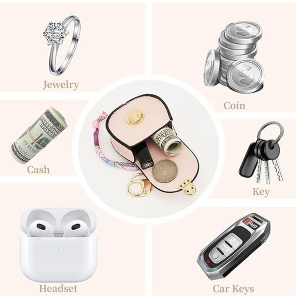 Bag Keychain Bag Charm Change Pouch Coin Purse Push Lock Clasp Orange Feminine - Picture 8 of 10